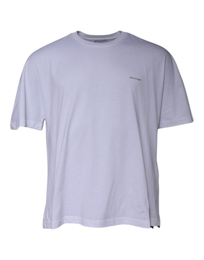 Camiseta Balenciaga blanca de algodón con cuello redondo, logotipo y manga corta