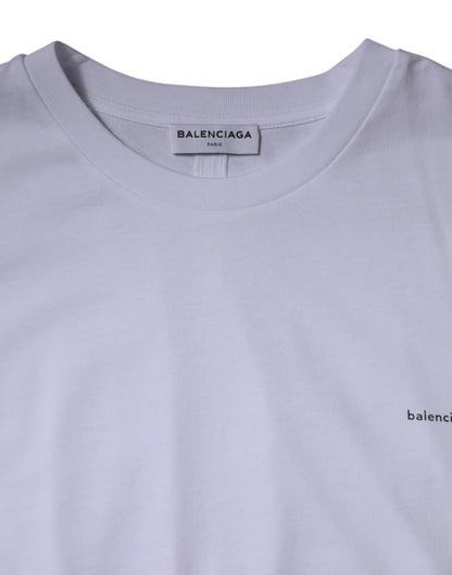 Camiseta Balenciaga blanca de algodón con cuello redondo, logotipo y manga corta