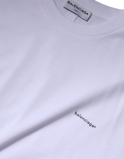 Camiseta Balenciaga blanca de algodón con cuello redondo, logotipo y manga corta