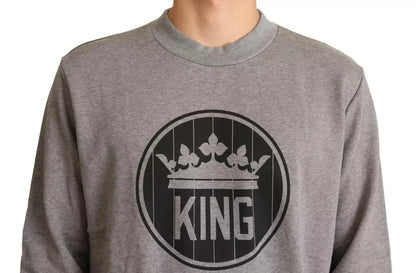 Suéter de algodón tipo jersey con corona de rey gris de Dolce & Gabbana