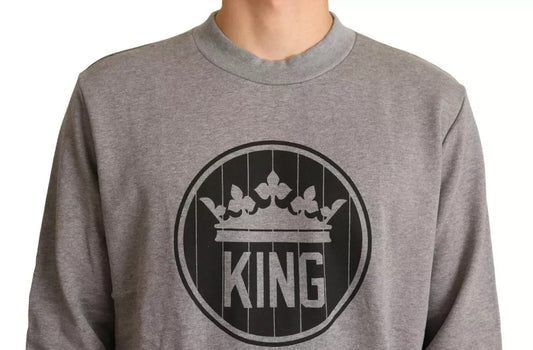 Suéter de algodón tipo jersey con corona de rey gris de Dolce & Gabbana