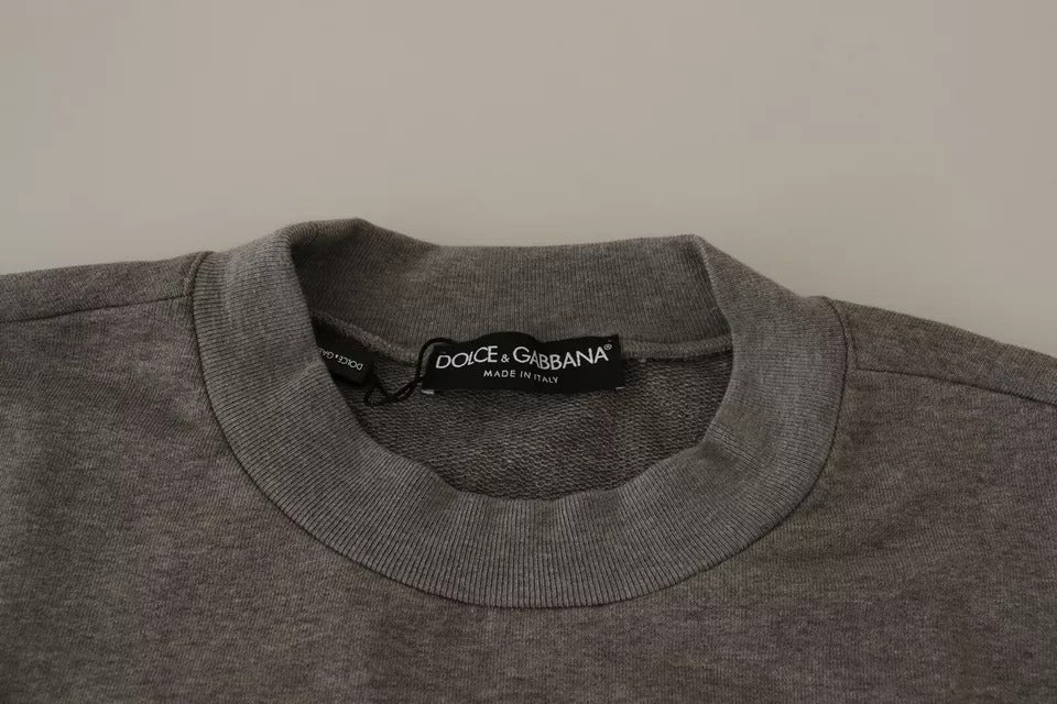 Suéter de algodón tipo jersey con corona de rey gris de Dolce & Gabbana