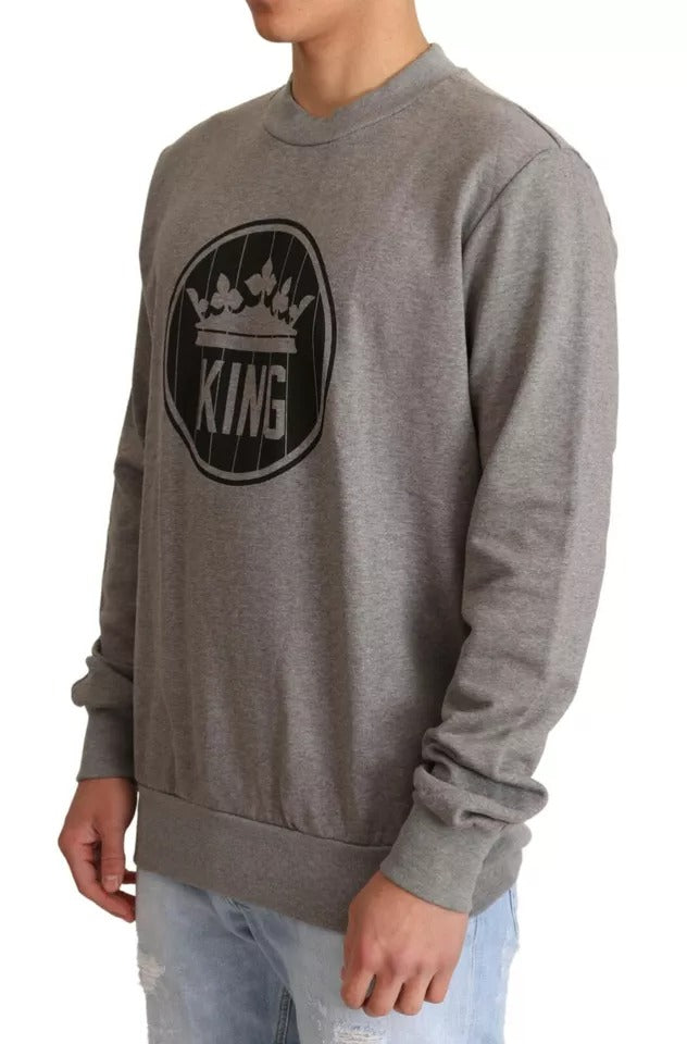 Suéter de algodón tipo jersey con corona de rey gris de Dolce & Gabbana