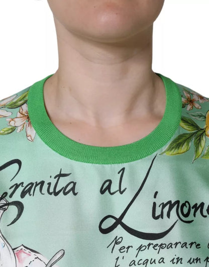 Suéter de seda verde de manga larga con estampado "Granita Al Limone" de Dolce & Gabbana
