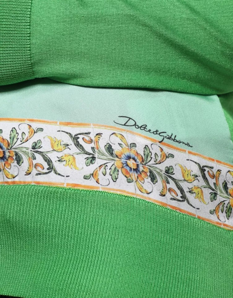 Suéter de seda verde de manga larga con estampado "Granita Al Limone" de Dolce & Gabbana
