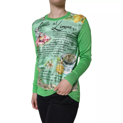 Suéter de seda verde de manga larga con estampado "Granita Al Limone" de Dolce & Gabbana