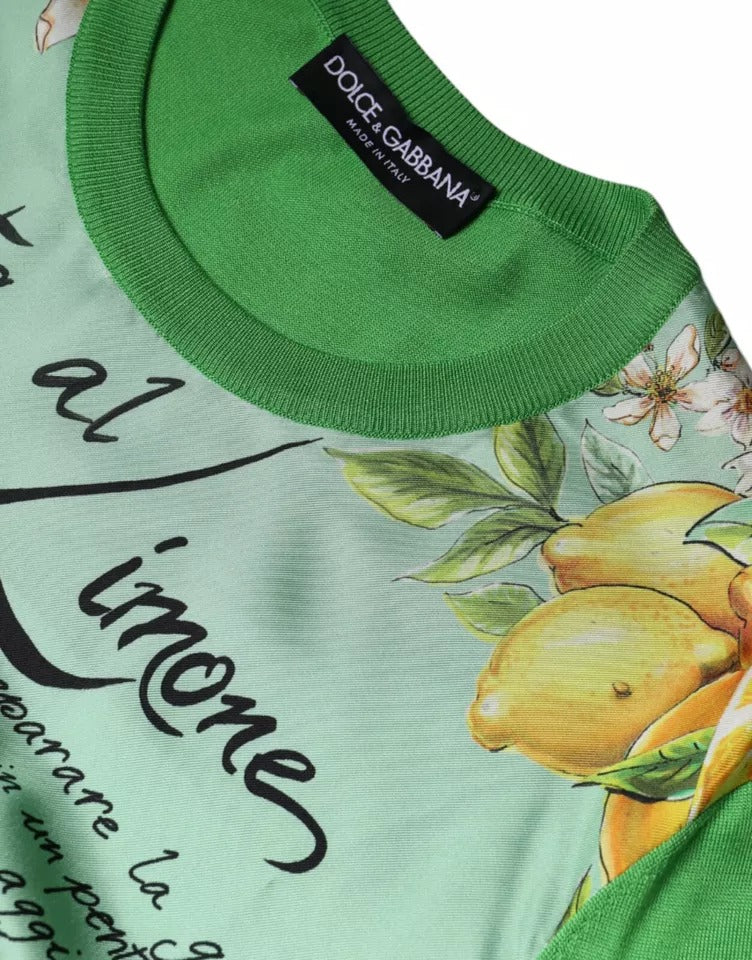 Suéter de seda verde de manga larga con estampado "Granita Al Limone" de Dolce & Gabbana