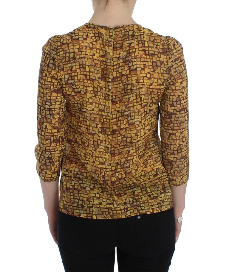Camisa de seda con estampado de mosaico multicolor de Dolce & Gabbana