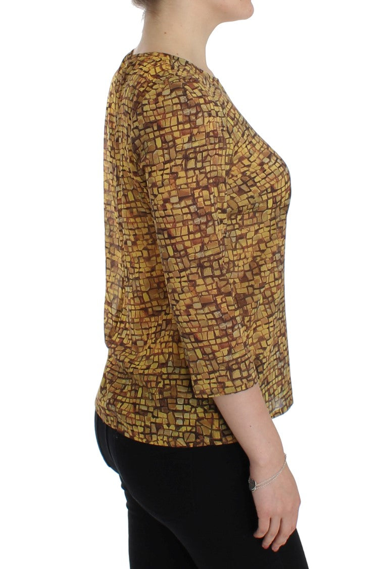 Camisa de seda con estampado de mosaico multicolor de Dolce & Gabbana
