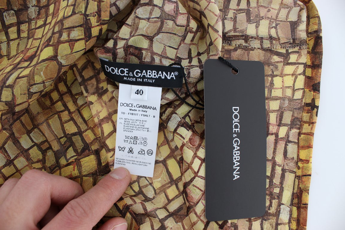Camisa de seda con estampado de mosaico multicolor de Dolce & Gabbana