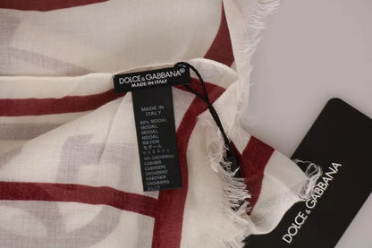 Pañuelo Dolce & Gabbana blanco rojo estampado de chal de modal