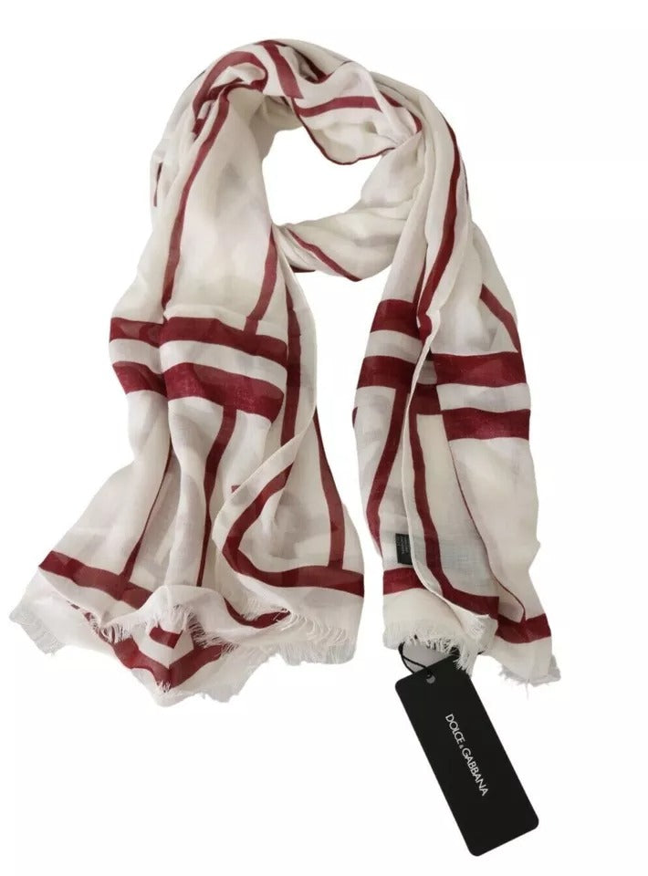 Pañuelo Dolce & Gabbana blanco rojo estampado de chal de modal