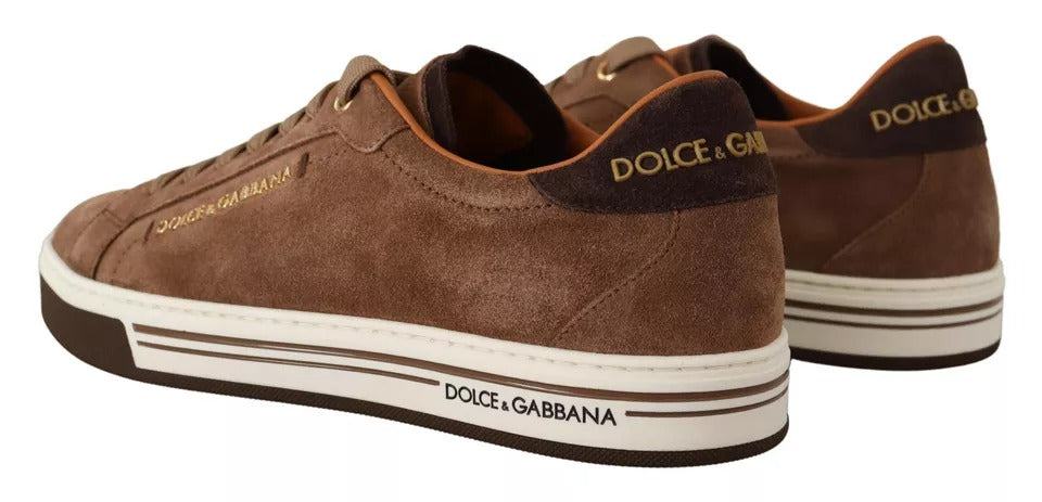 Zapatillas bajas de ante marrón con logo Dolce & Gabbana para hombre