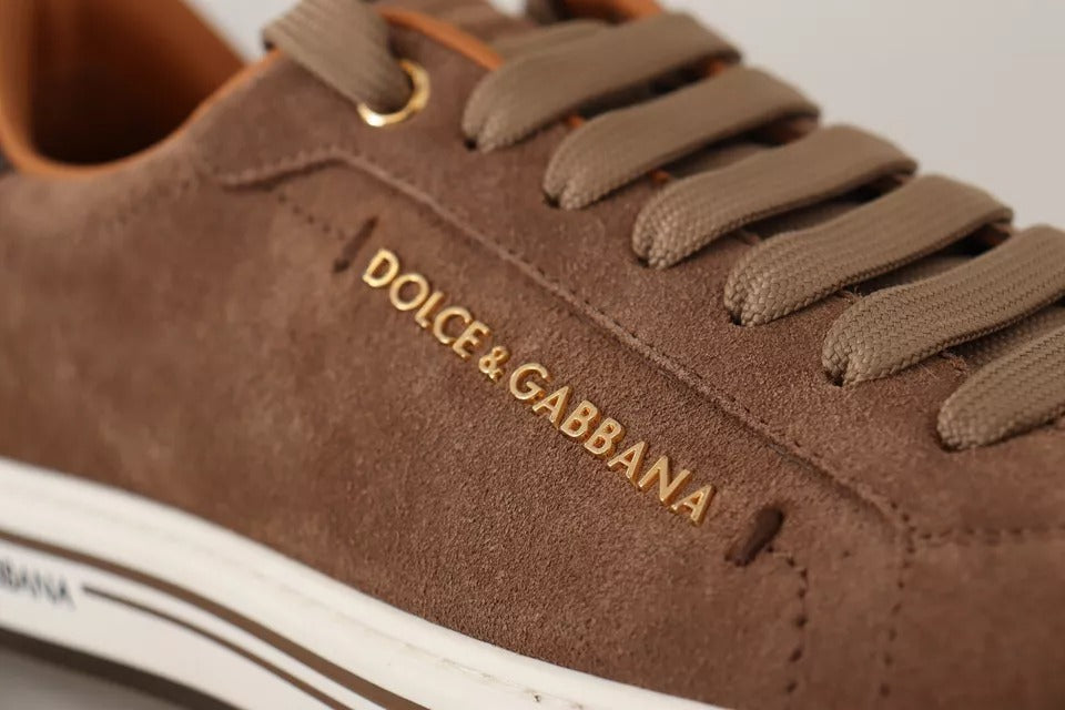 Zapatillas bajas de ante marrón con logo Dolce & Gabbana para hombre