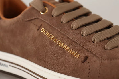 Zapatillas bajas de ante marrón con logo Dolce & Gabbana para hombre