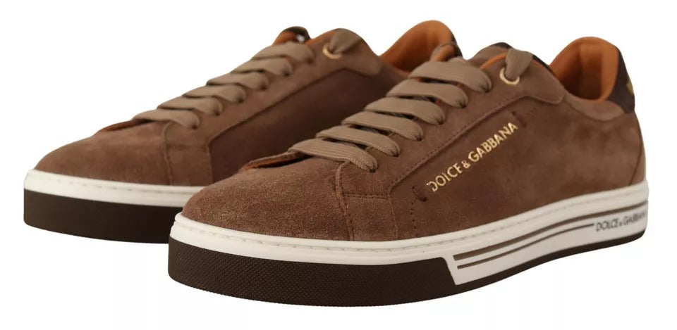 Zapatillas bajas de ante marrón con logo Dolce & Gabbana para hombre