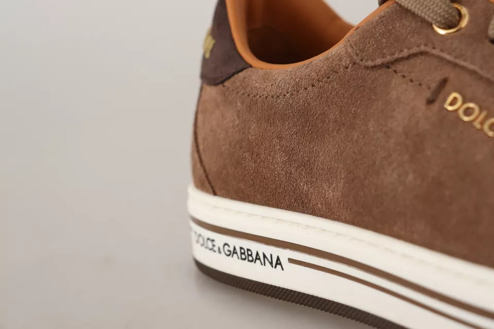 Zapatillas bajas de ante marrón con logo Dolce & Gabbana para hombre