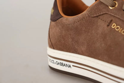 Zapatillas bajas de ante marrón con logo Dolce & Gabbana para hombre