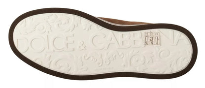 Zapatillas bajas de ante marrón con logo Dolce & Gabbana para hombre
