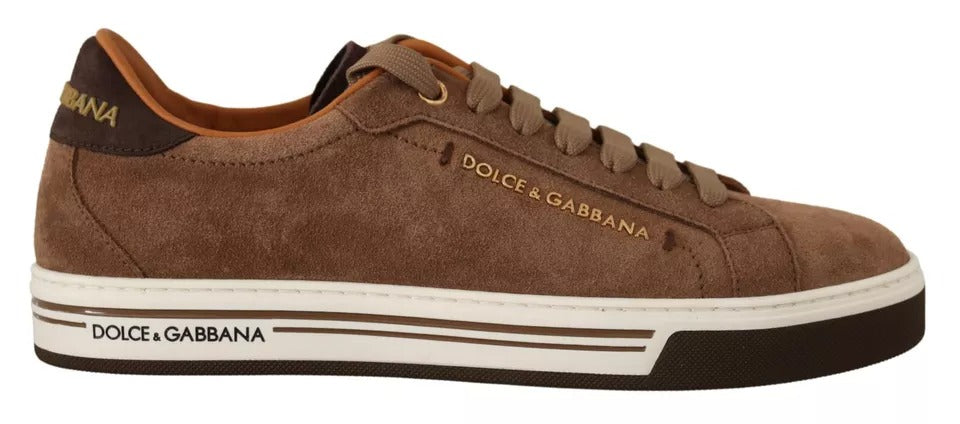 Zapatillas bajas de ante marrón con logo Dolce & Gabbana para hombre