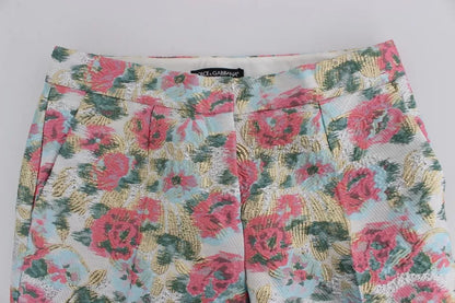 Pantalones en brocado floral rosa y blanco de Dolce & Gabbana
