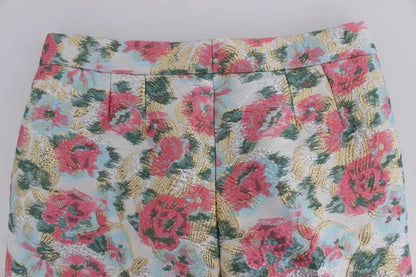 Pantalones en brocado floral rosa y blanco de Dolce & Gabbana