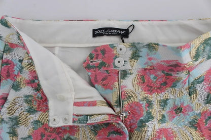 Pantalones en brocado floral rosa y blanco de Dolce & Gabbana
