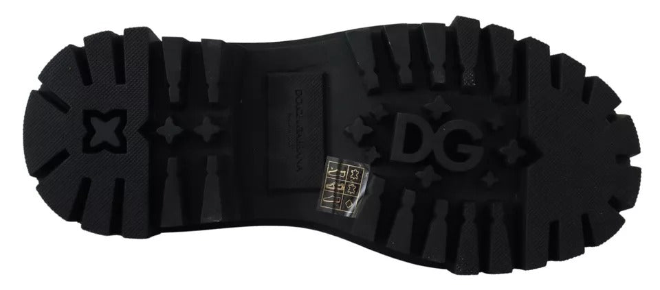Zapatos Derby de Trekking de Cuero Negro con Adornos Dolce & Gabbana