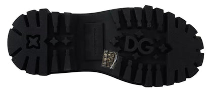 Zapatos Derby de Trekking de Cuero Negro con Adornos Dolce & Gabbana