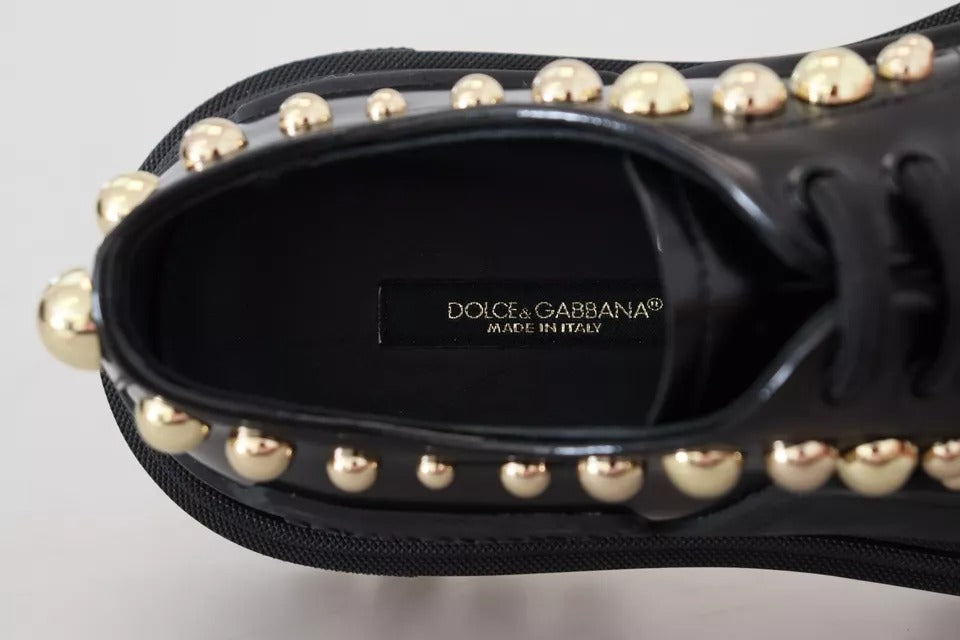 Zapatos Derby de Trekking de Cuero Negro con Adornos Dolce & Gabbana