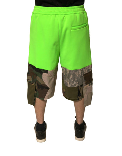 Bermudas cargo con estampado de patchwork verdes de Dolce & Gabbana