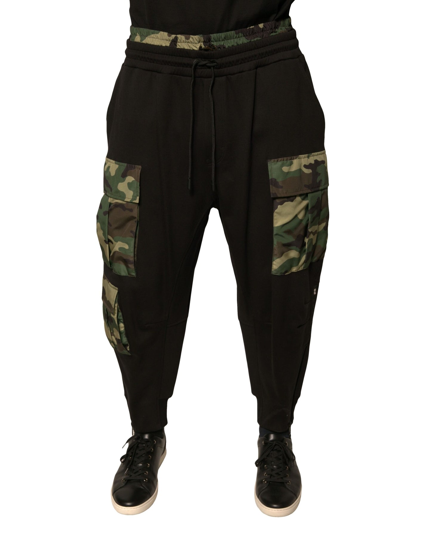 Pantalones cargo jogger de algodón con camuflaje negro de Dolce & Gabbana