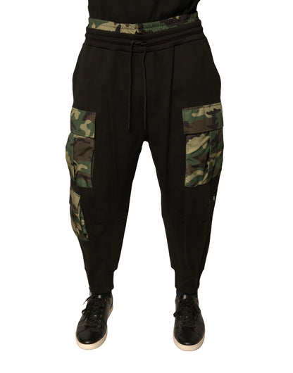 Pantalones cargo jogger de algodón con camuflaje negro de Dolce & Gabbana