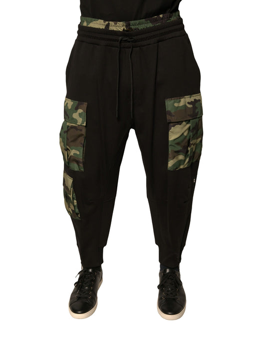 Pantalones cargo jogger de algodón con camuflaje negro de Dolce & Gabbana