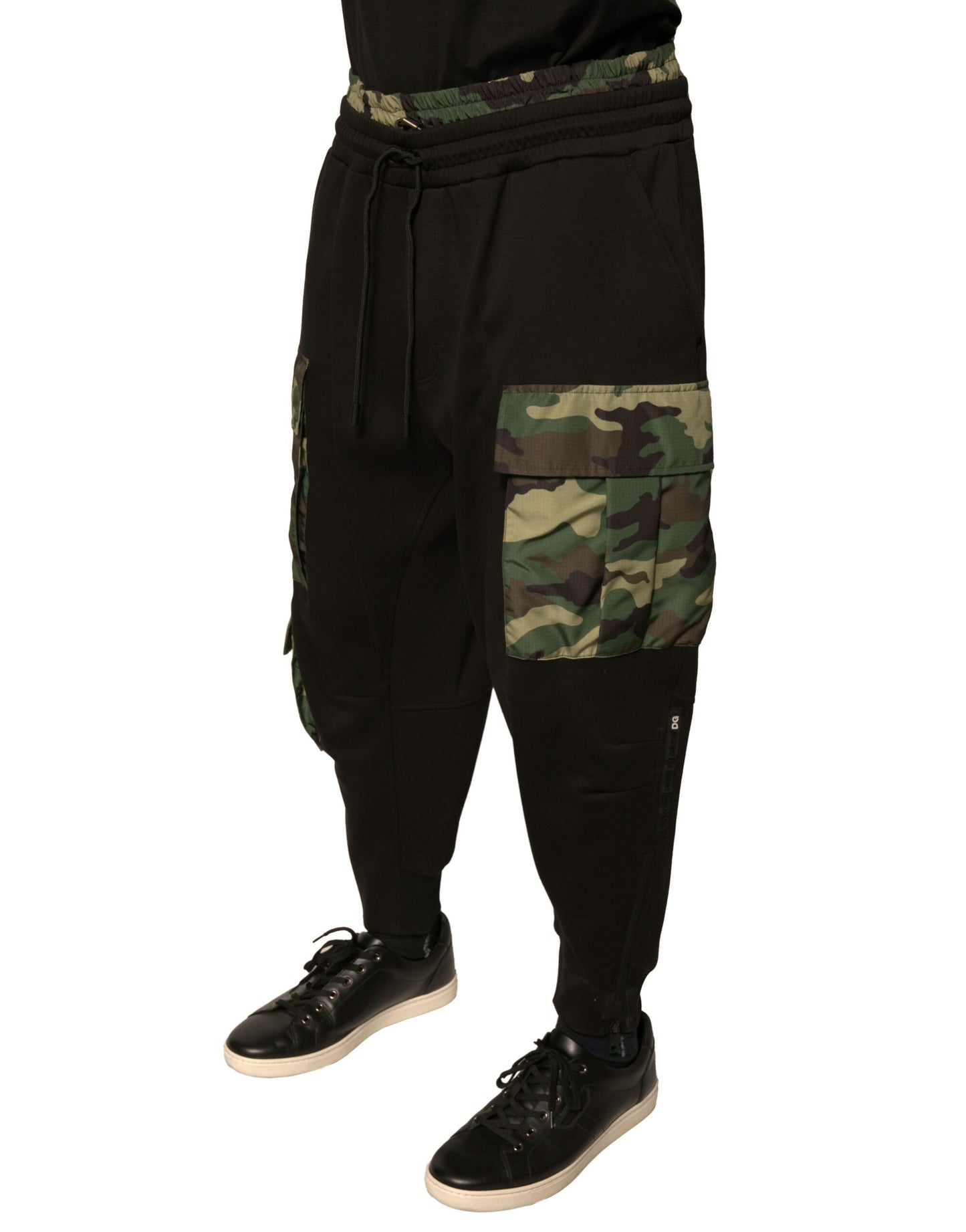 Pantalones cargo jogger de algodón con camuflaje negro de Dolce & Gabbana