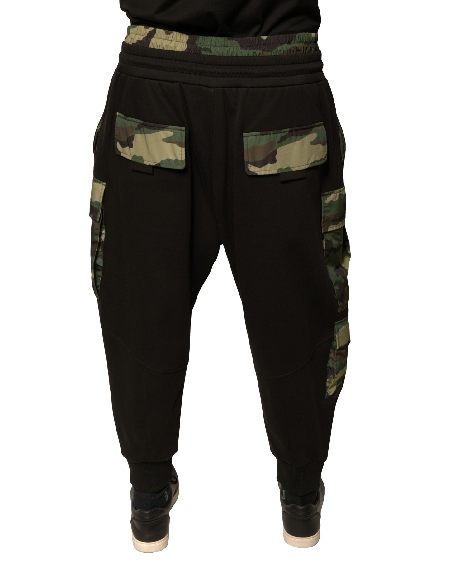 Pantalones cargo jogger de algodón con camuflaje negro de Dolce & Gabbana