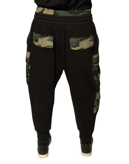 Pantalones cargo jogger de algodón con camuflaje negro de Dolce & Gabbana