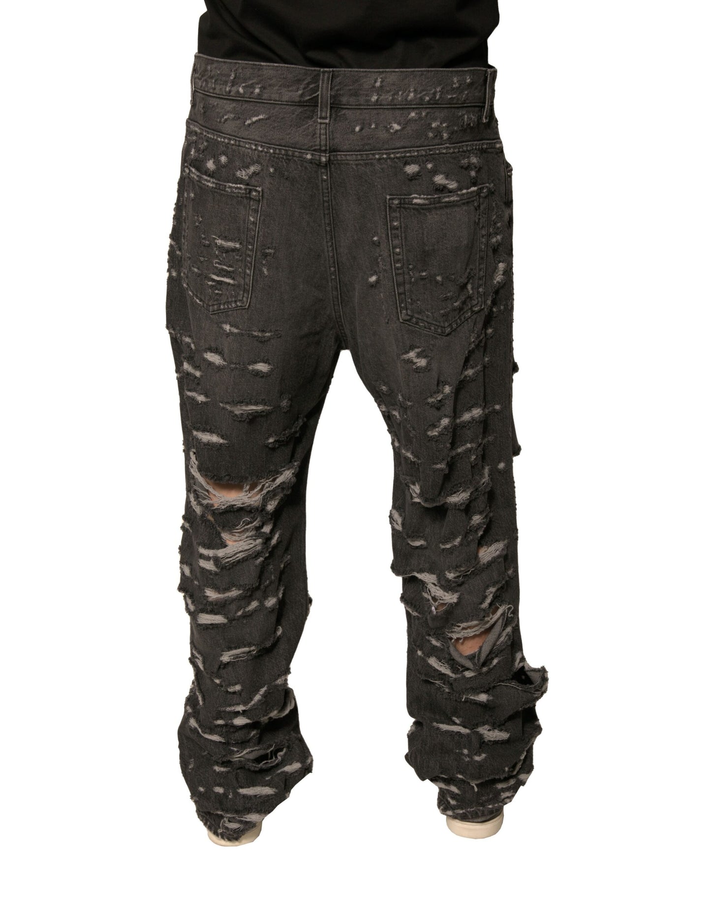 Vaqueros de hombre rectos de algodón gris y desgastado Dolce & Gabbana