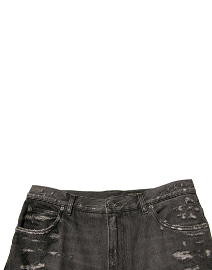 Vaqueros de hombre rectos de algodón gris y desgastado Dolce & Gabbana