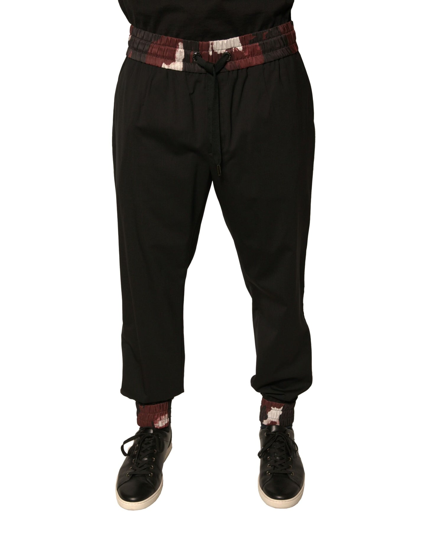 Pantalones deportivos de jogging de lana con estampado de camuflaje negro Dolce & Gabbana