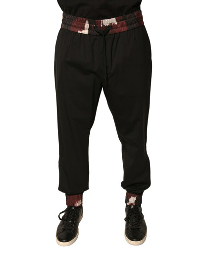 Pantalones deportivos de jogging de lana con estampado de camuflaje negro Dolce & Gabbana