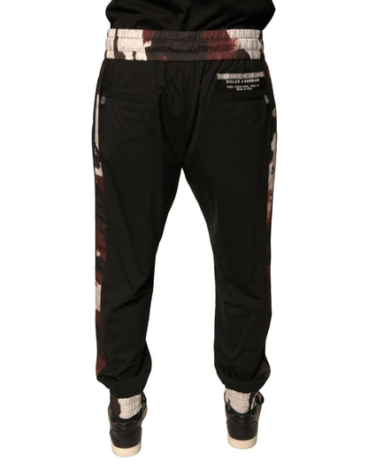 Pantalones deportivos de jogging de lana con estampado de camuflaje negro Dolce & Gabbana