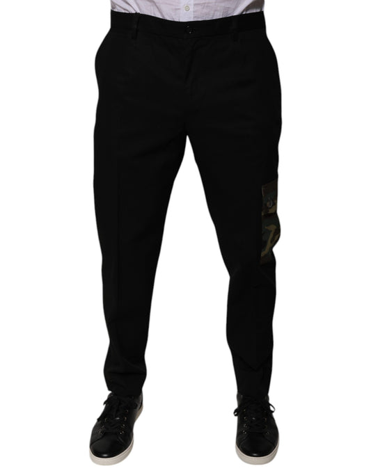 Dolce & Gabbana Pantalones cargo casuales de hombre de algodón negro