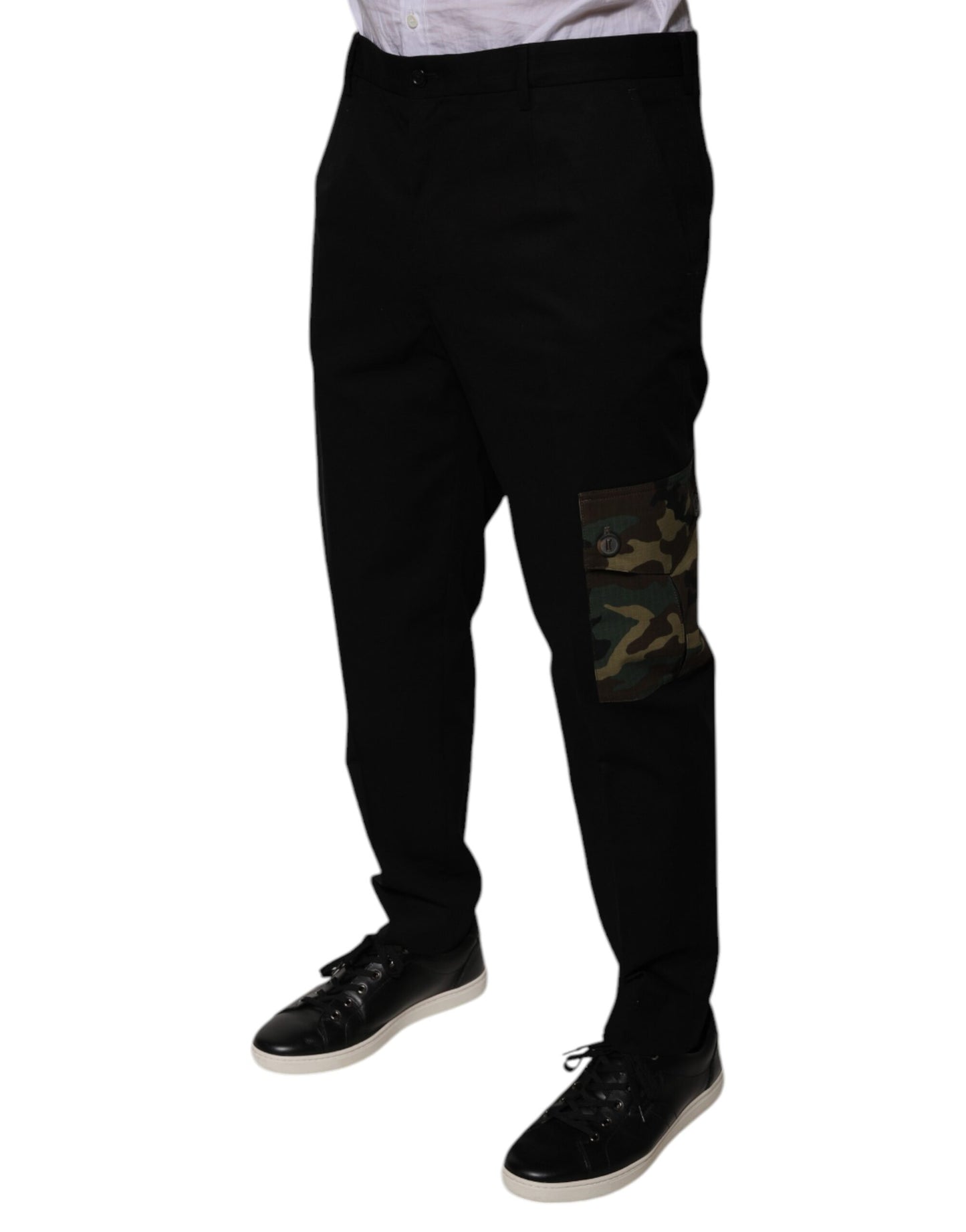 Dolce & Gabbana Pantalones cargo casuales de hombre de algodón negro