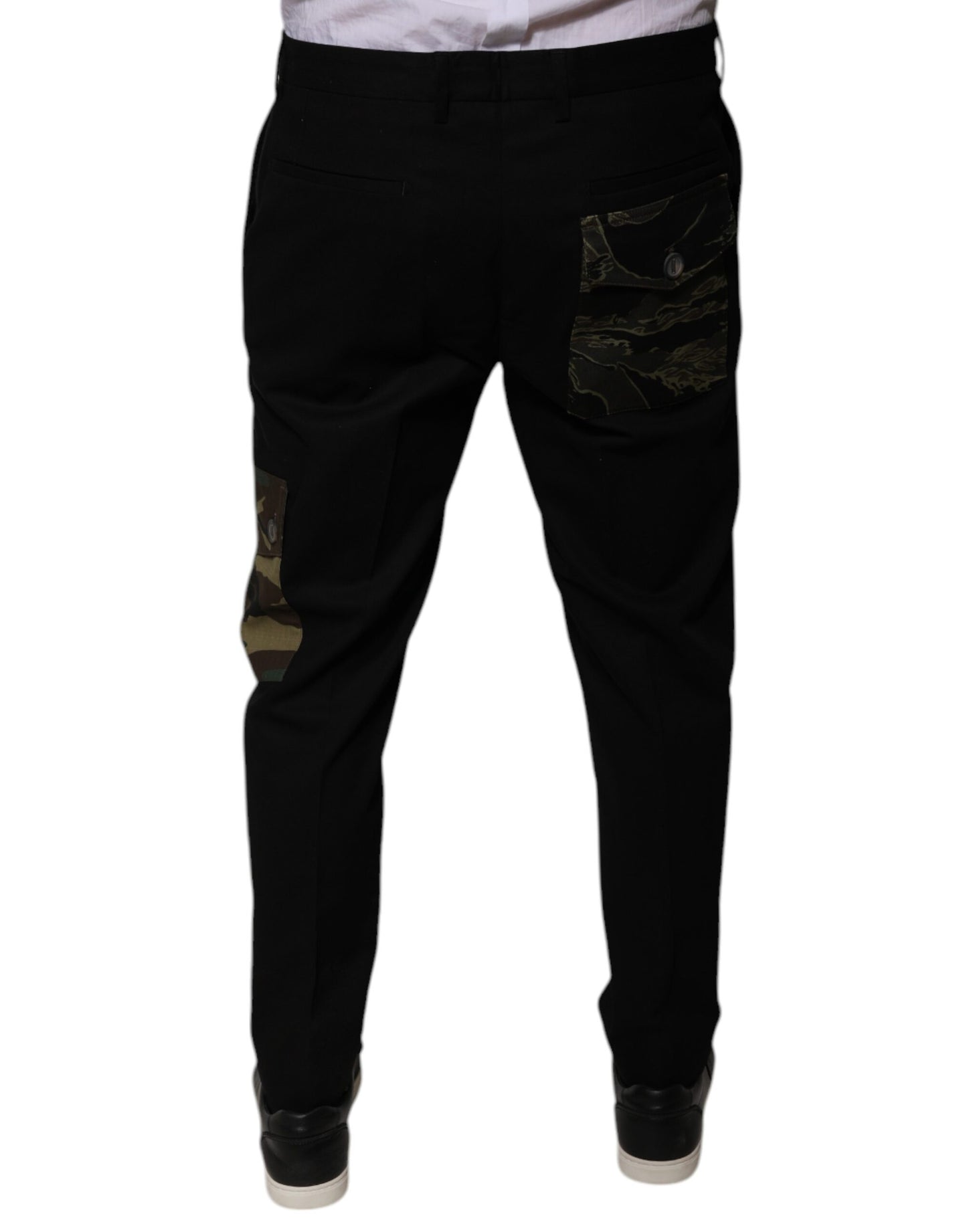 Dolce & Gabbana Pantalones cargo casuales de hombre de algodón negro