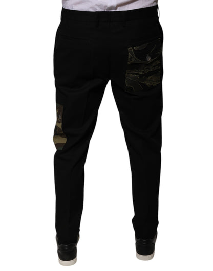 Dolce & Gabbana Pantalones cargo casuales de hombre de algodón negro