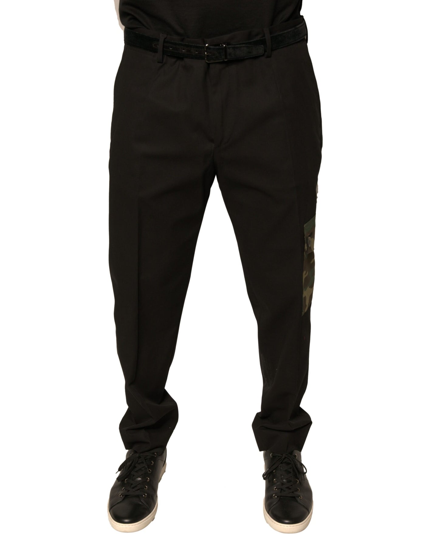 Dolce & Gabbana Pantalones cargo casuales de hombre de algodón negro