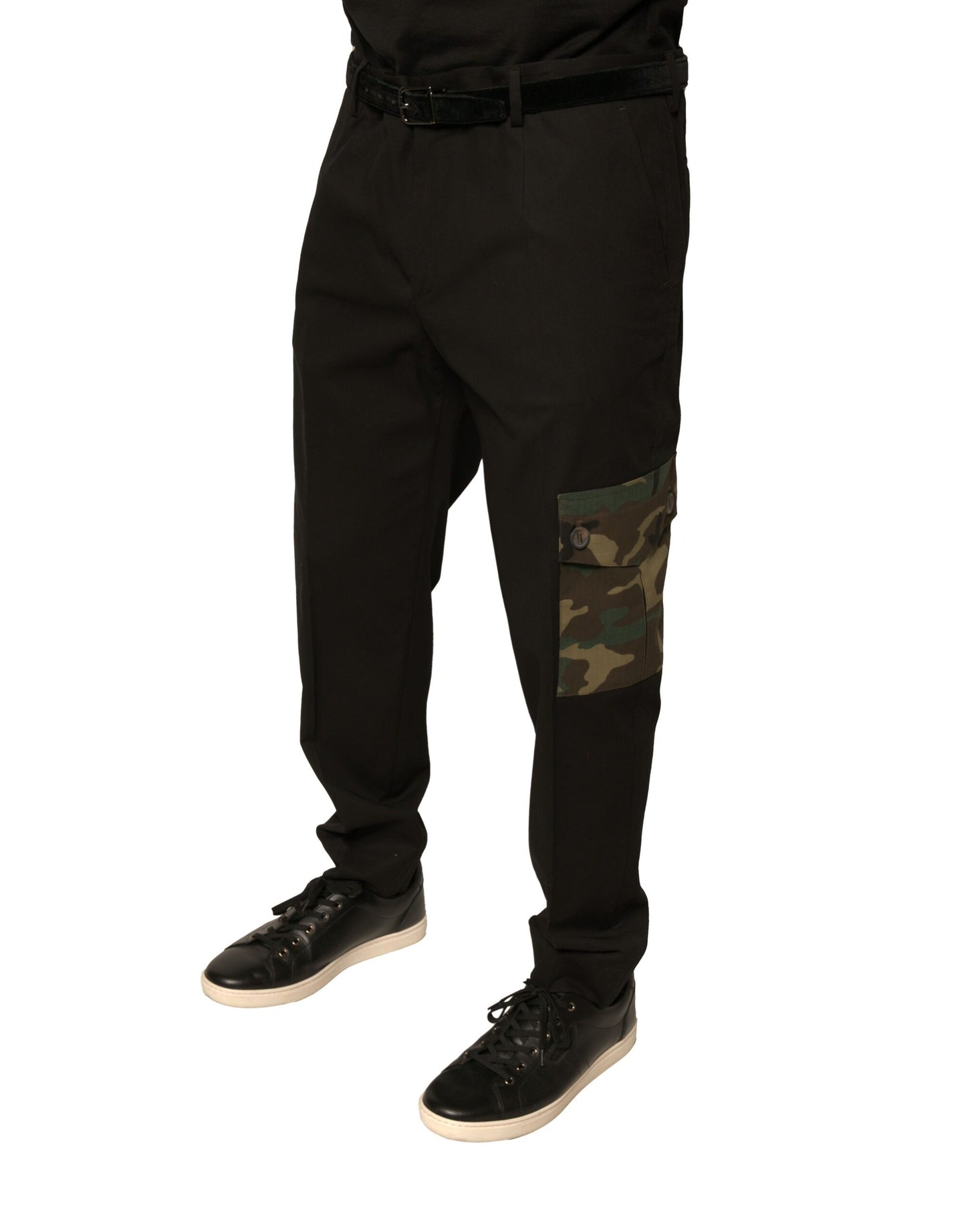 Dolce & Gabbana Pantalones cargo casuales de hombre de algodón negro