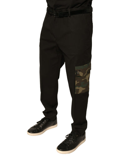 Dolce & Gabbana Pantalones cargo casuales de hombre de algodón negro