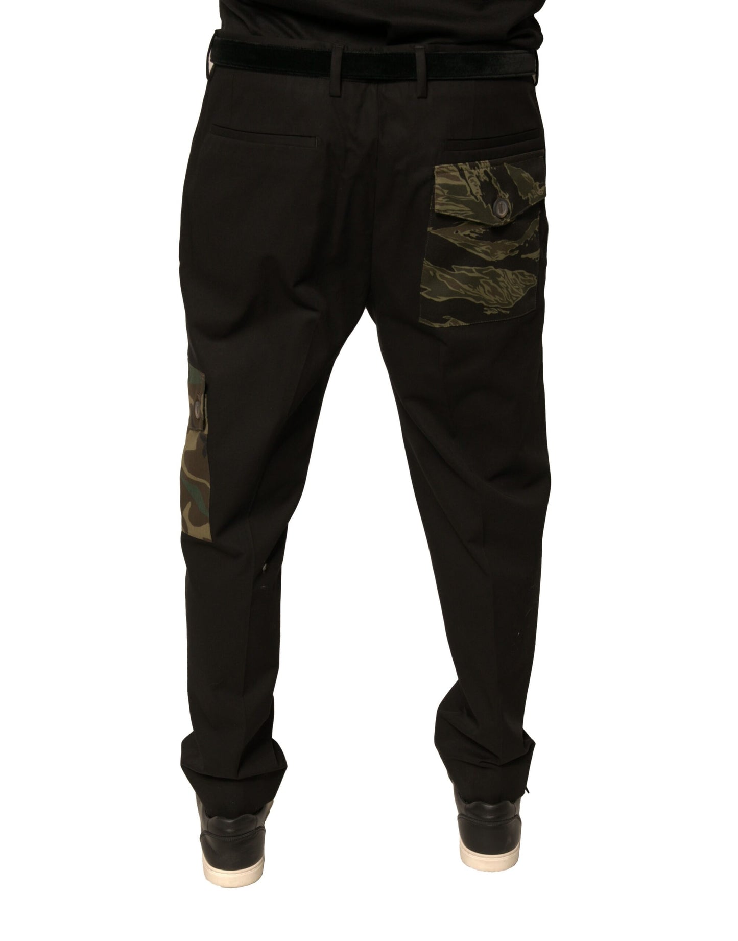 Dolce & Gabbana Pantalones cargo casuales de hombre de algodón negro